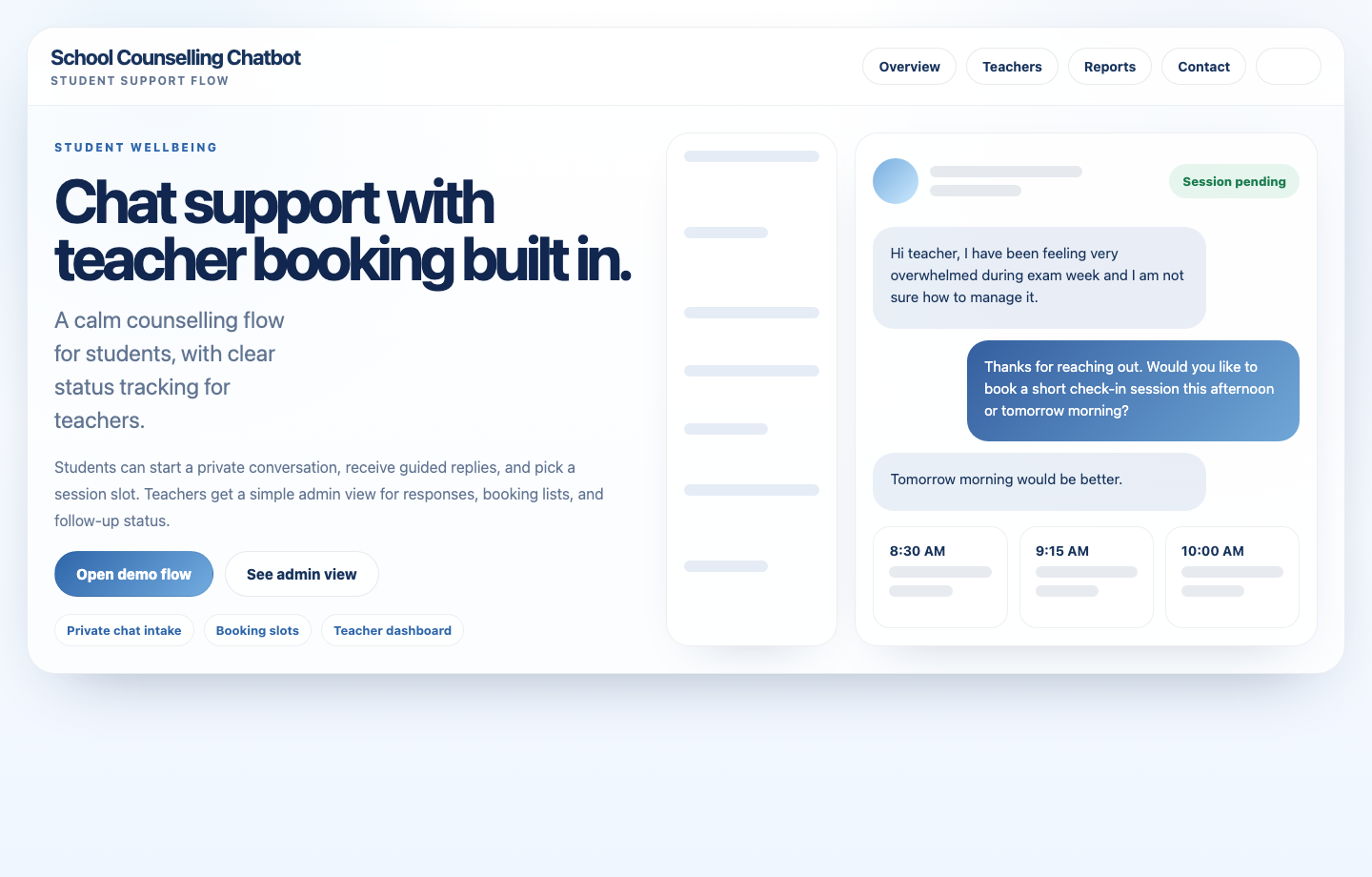 Kaunseling SMKCC counselling chatbot system scrolling preview