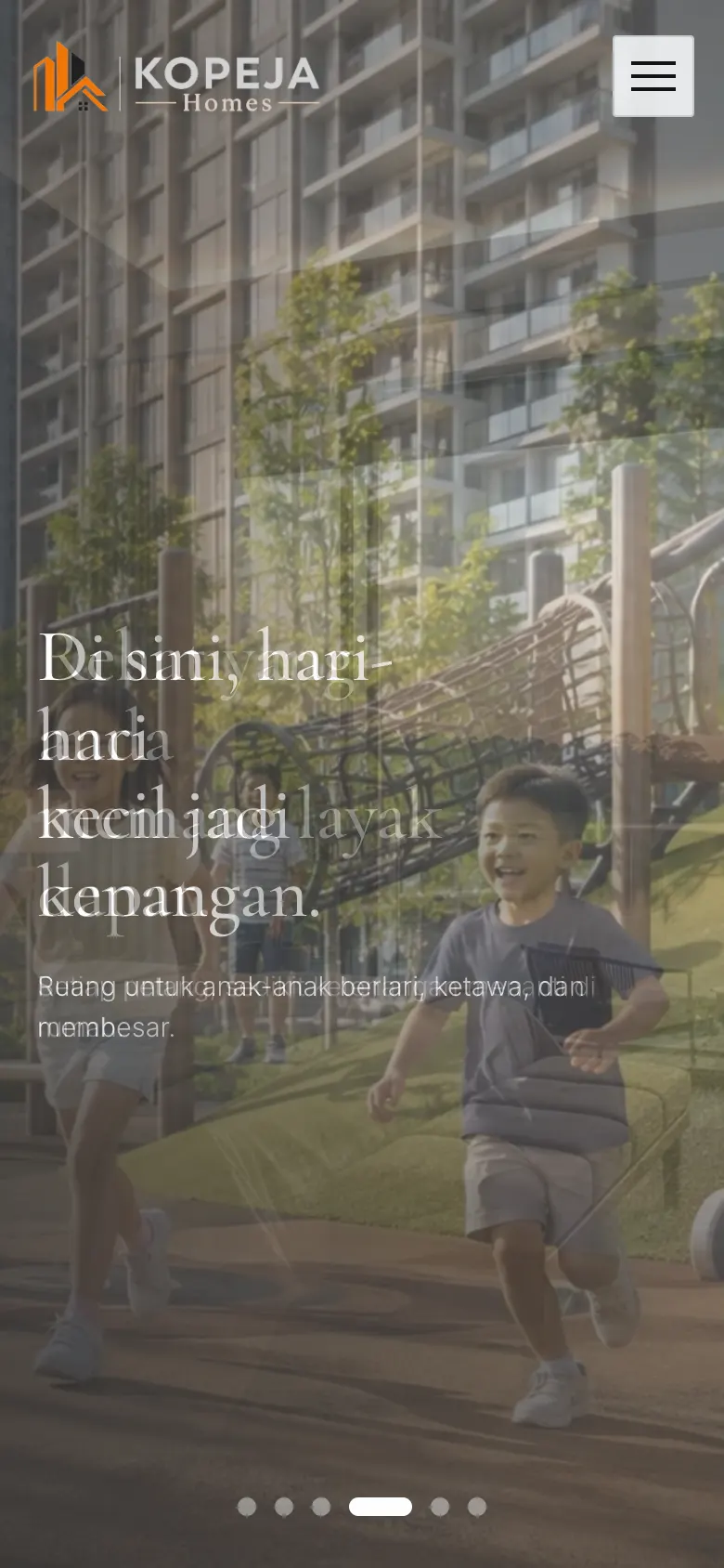 KOPEJA Homes homepage on a phone